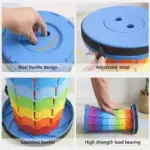Adjustable Height Compact Stool  Lightweight Portable Plastic Folding Telescopic Chair for Outdoor Fishing  Beach & Camping