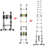 Telescopic Ladder Aluminium 6.6m/4.2m 13.8ft 22ft  A-Frame Folding Portable Multi-Purpose Ladder with EN131 Certified Load 150kg