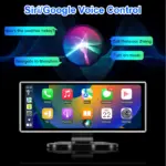 11.26 inch Dash Cam 4K Car DVR Wireless Carplay & Android Auto GPS Navigation Video Recorder Dashboard Dual Lens Wifi FM AUX