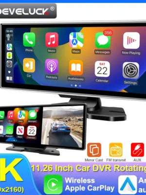 11.26 inch Dash Cam 4K Car DVR Wireless Carplay & Android Auto GPS Navigation Video Recorder Dashboard Dual Lens Wifi FM AUX