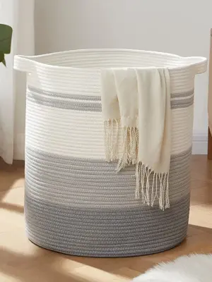 80L Laundry Baskets Hamper with Handles,Decorative Basket for Living room,Woven Storage Basket for Toys Bin,Pillows, Clothes