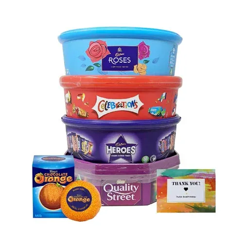 [Exclusive for New Users] Assorted Classical Chocolate Tubs Selection – Pack of 5 – Bulk Buy of Roses, Heroes, Quality Street, Celebrations Chocolate Pralines & 1 Terry’s Orange Chocolate with Topline Card for Chocolate Gifts